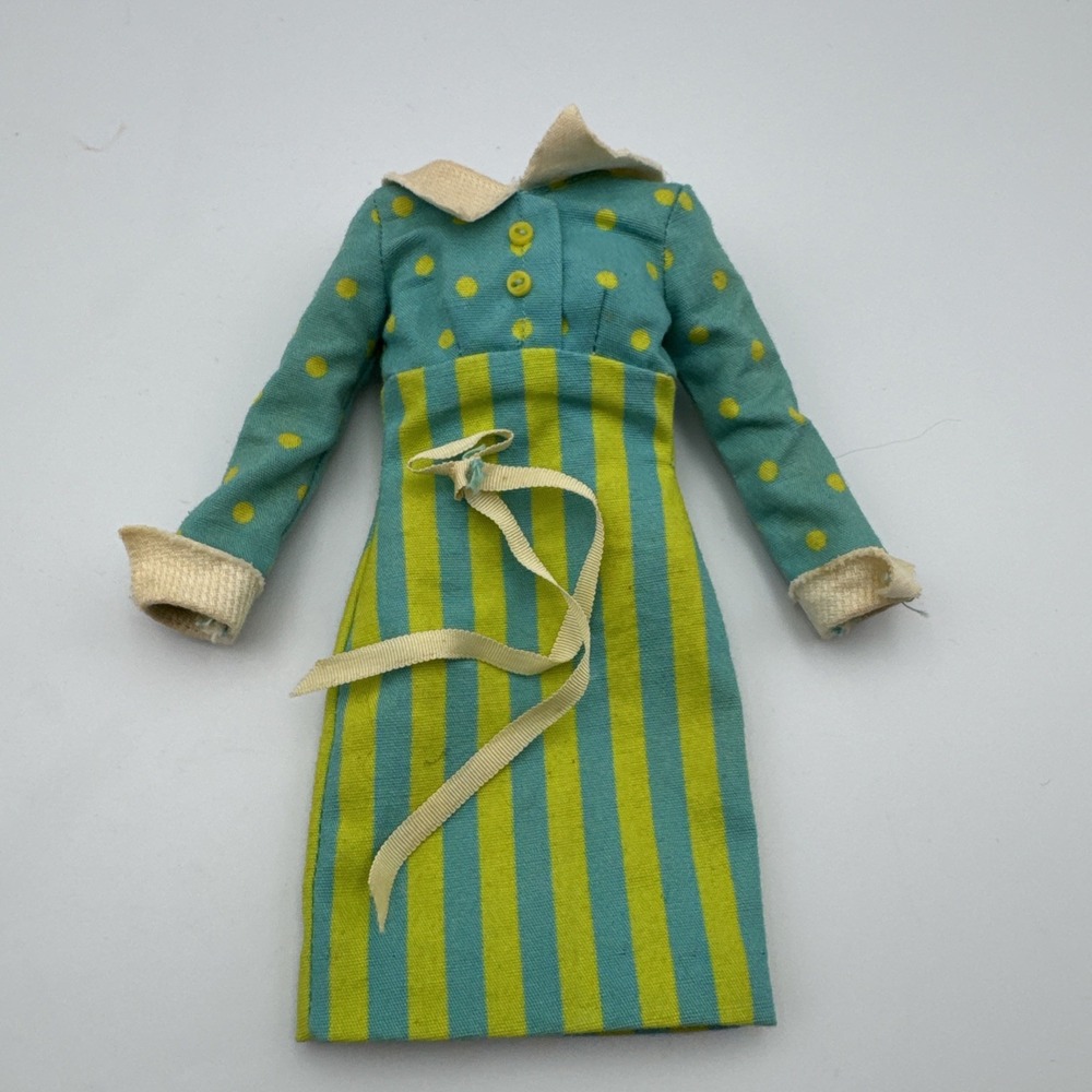 Vintage Barbie 1966 Francie It's a Date #1251 Polka Dot Striped Dress Blue Green